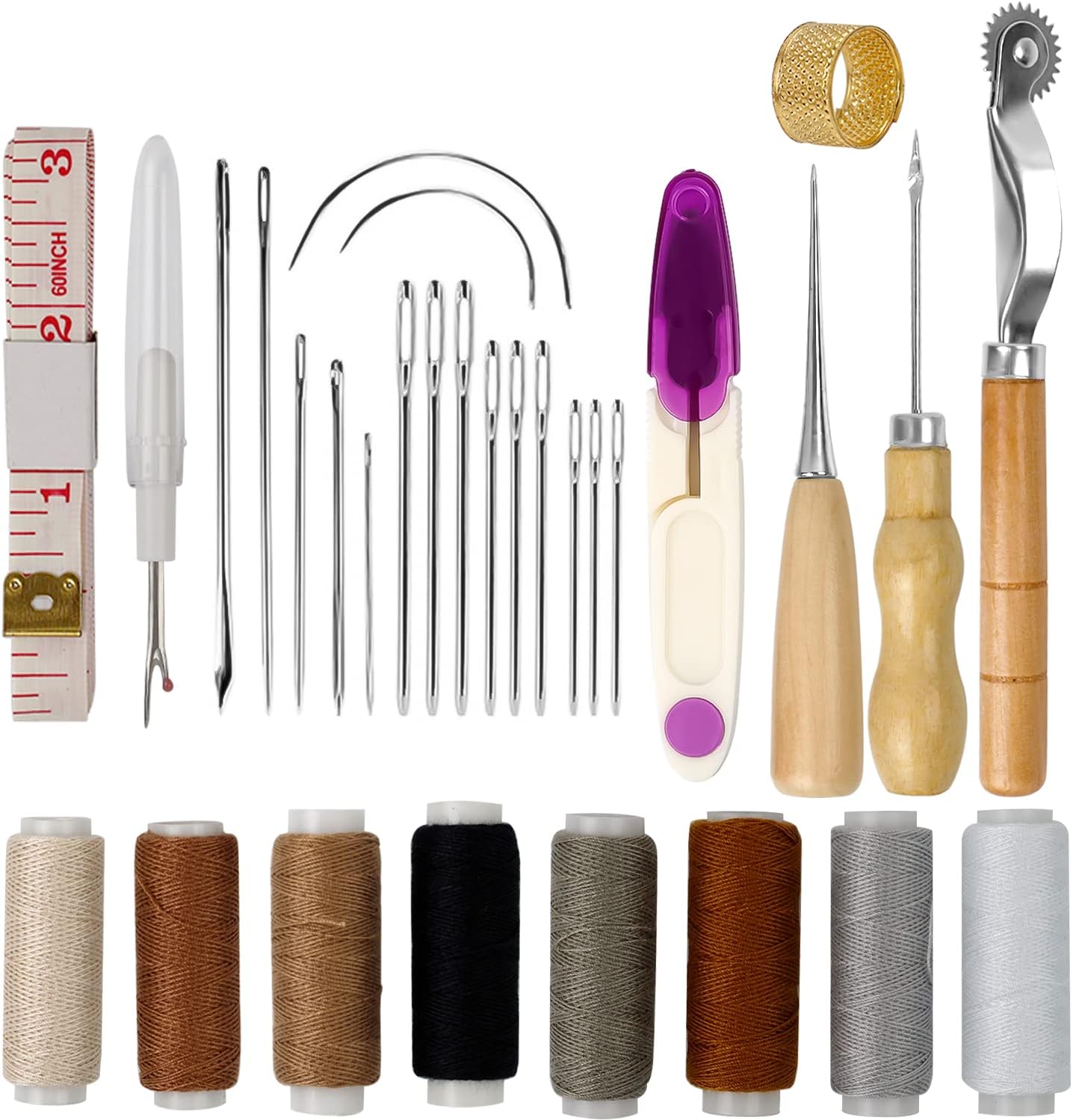 Set 3 Punteruoli Per Pelle - Con Manico In Legno Per Cucito Fai Da Te - Foto 4