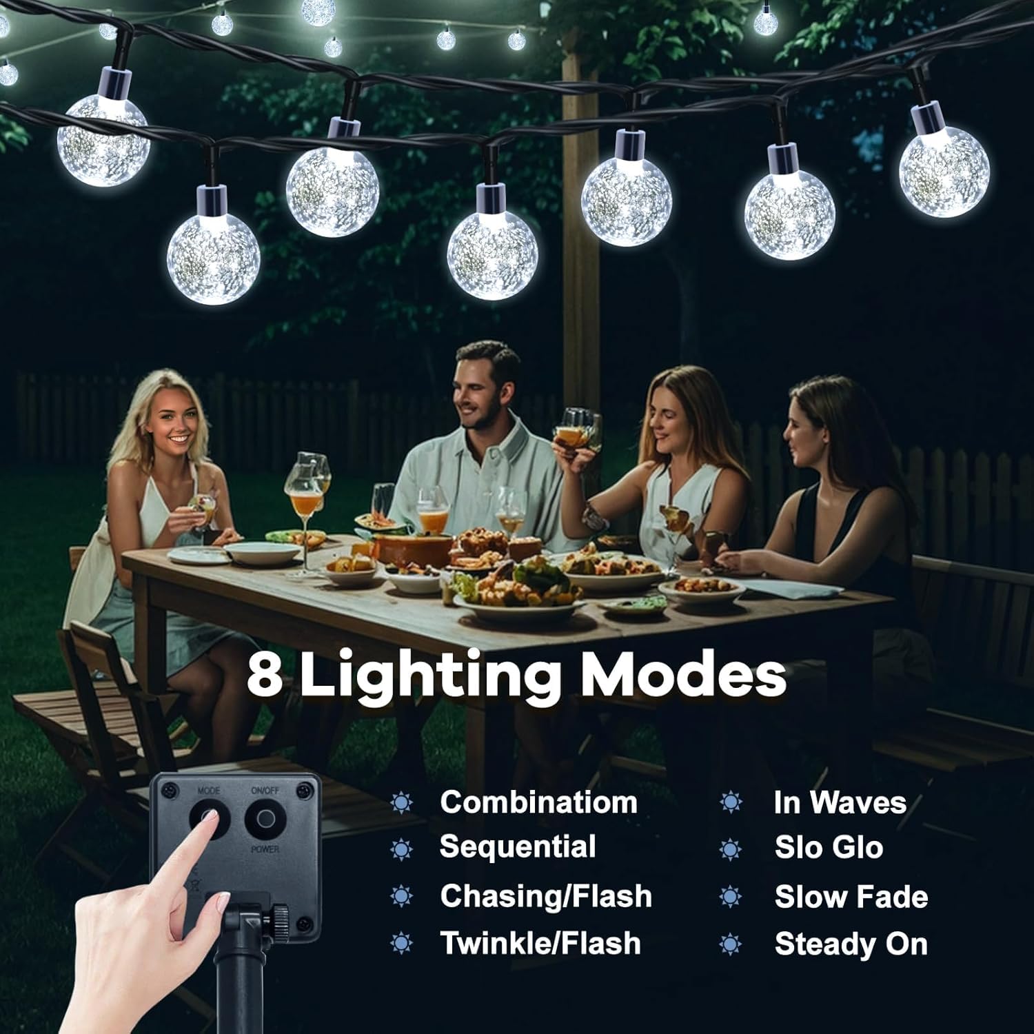 Catena di luci solari, 12m100LED Luci a Stringa con Sfera di Cristallo Luci a Stringa con Sfera a Bolla Solare Impermeabili per gazebo, campeggio, festa, decorativo di Natale (Blu, Palla 2.4)
