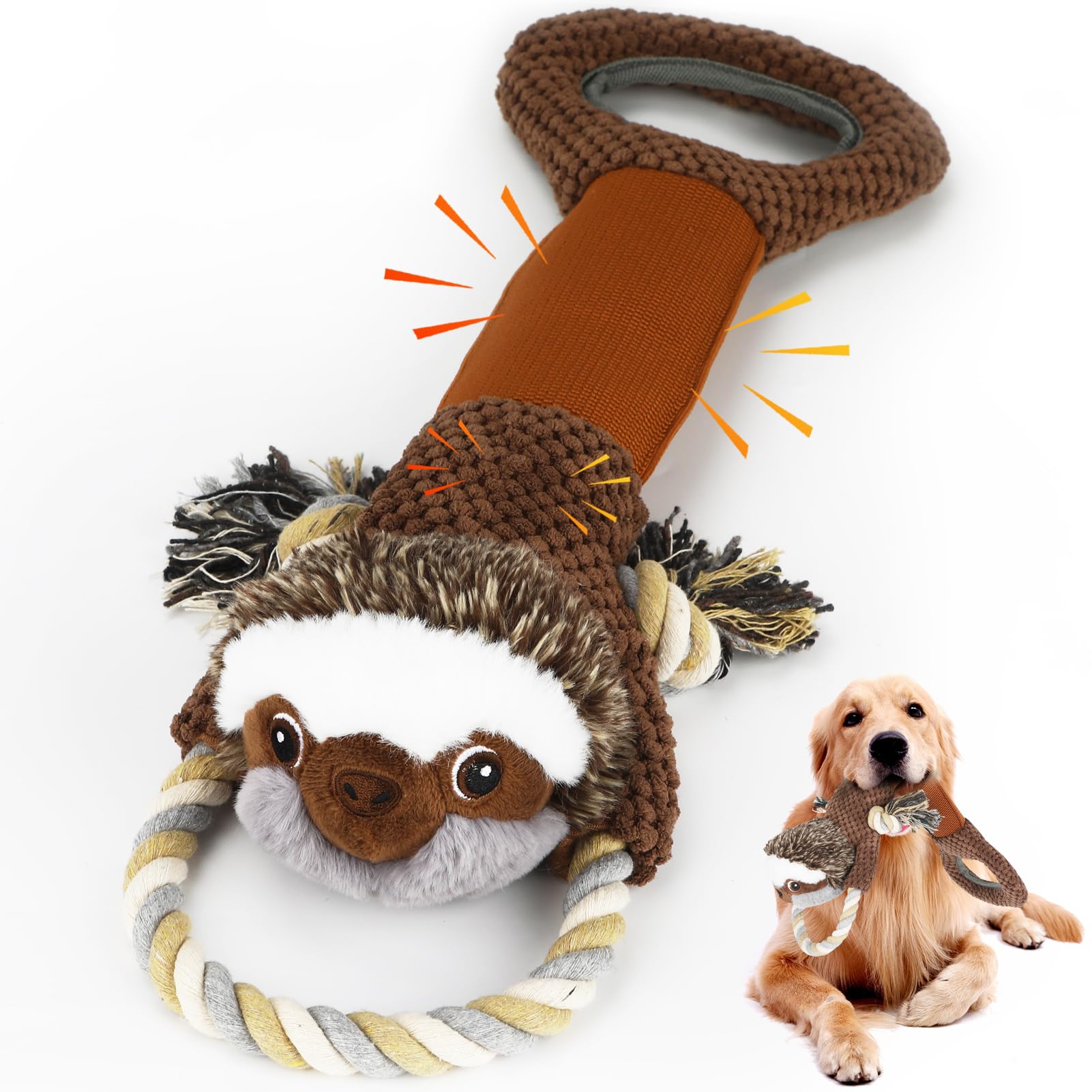 Juguetes chirriantes de felpa grandes para perros con papel arrugado, juguetes de tira y afloja para cachorros, juguetes interactivos para masticar perros pequeños, medianos y grandes