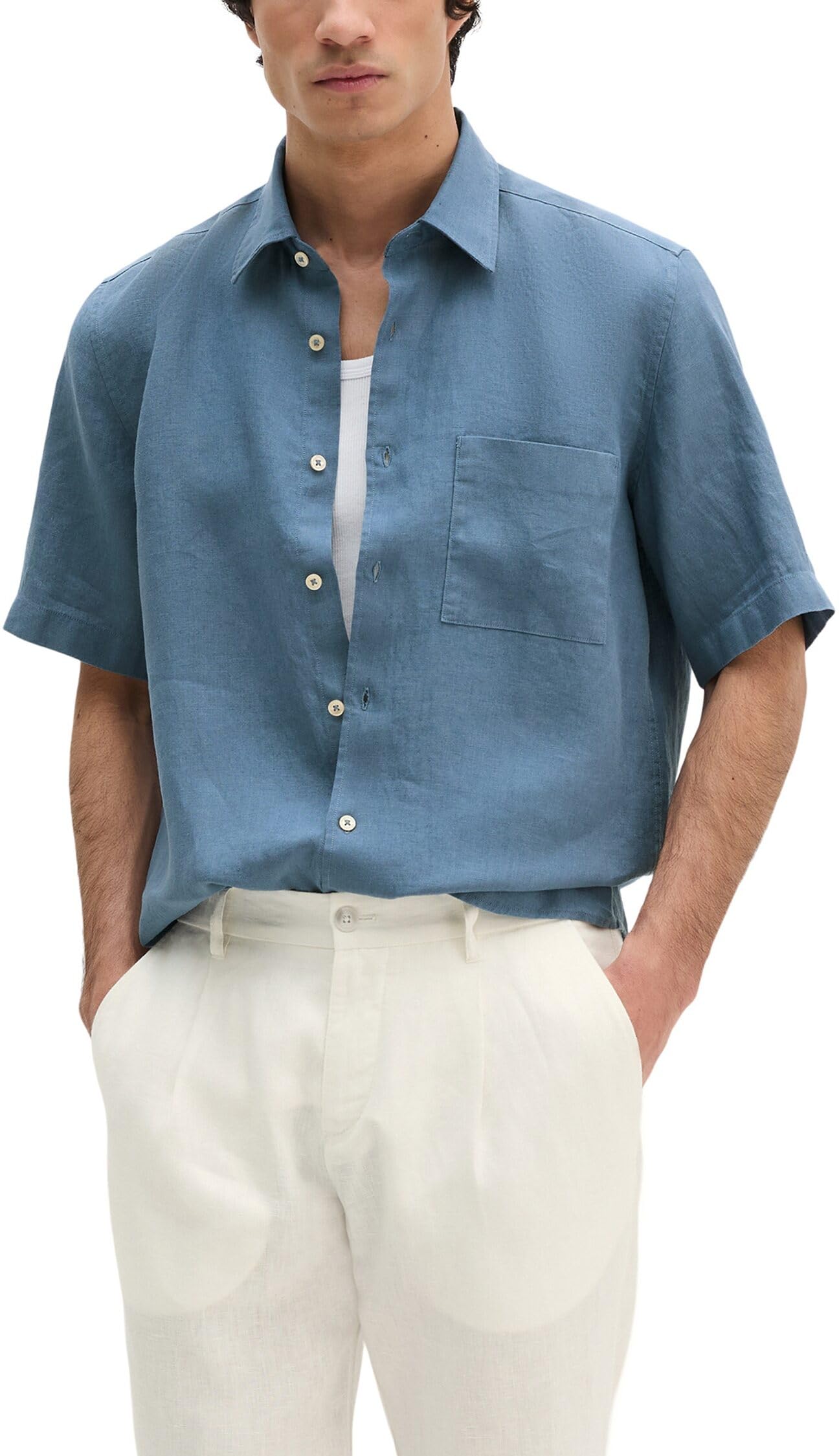 Marc OߴPolo Uomo Camicia in Lino a Maniche Lunghe Regular Fit