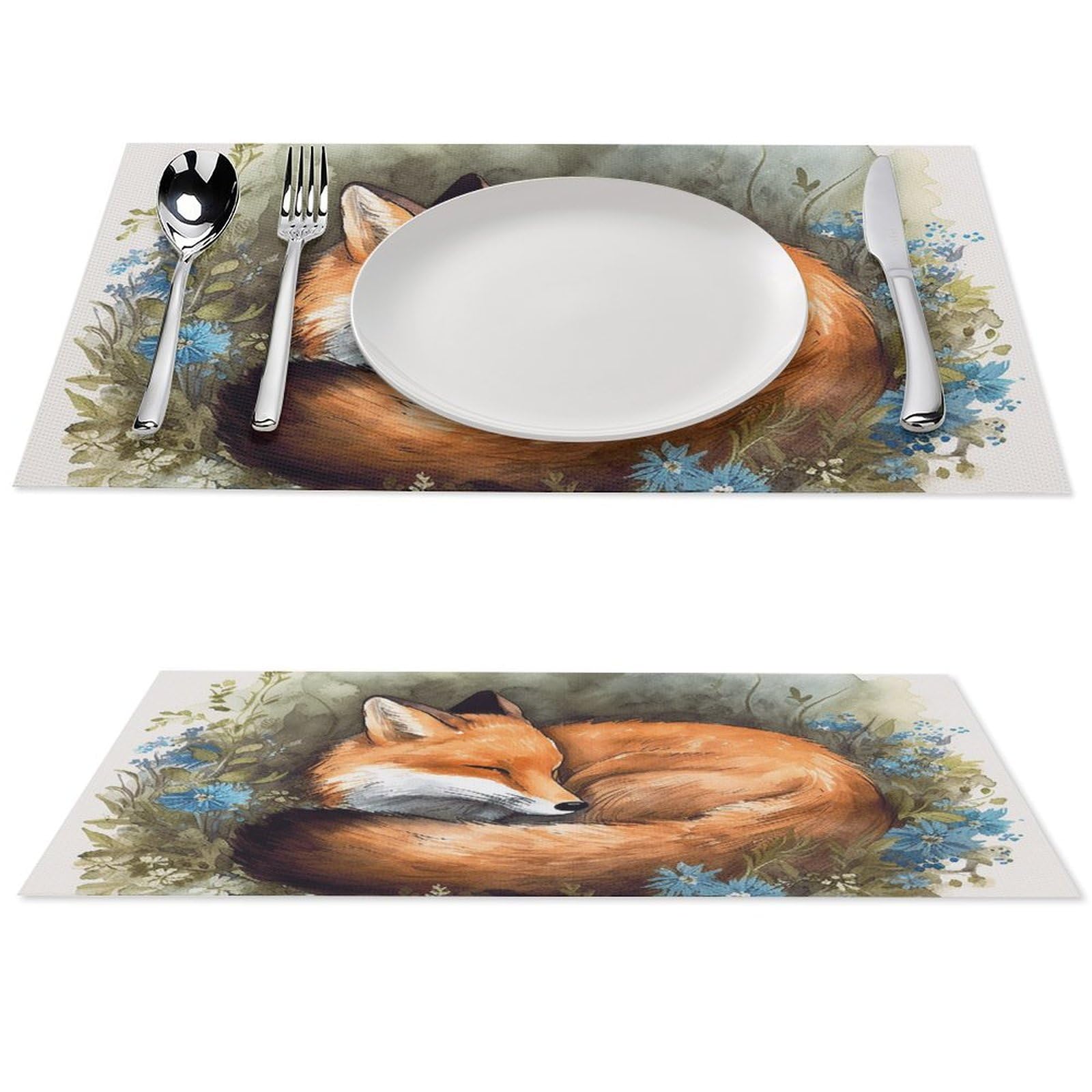 Sets de table en PVC A Sleeping Fox : lot de 6 lavables pour table