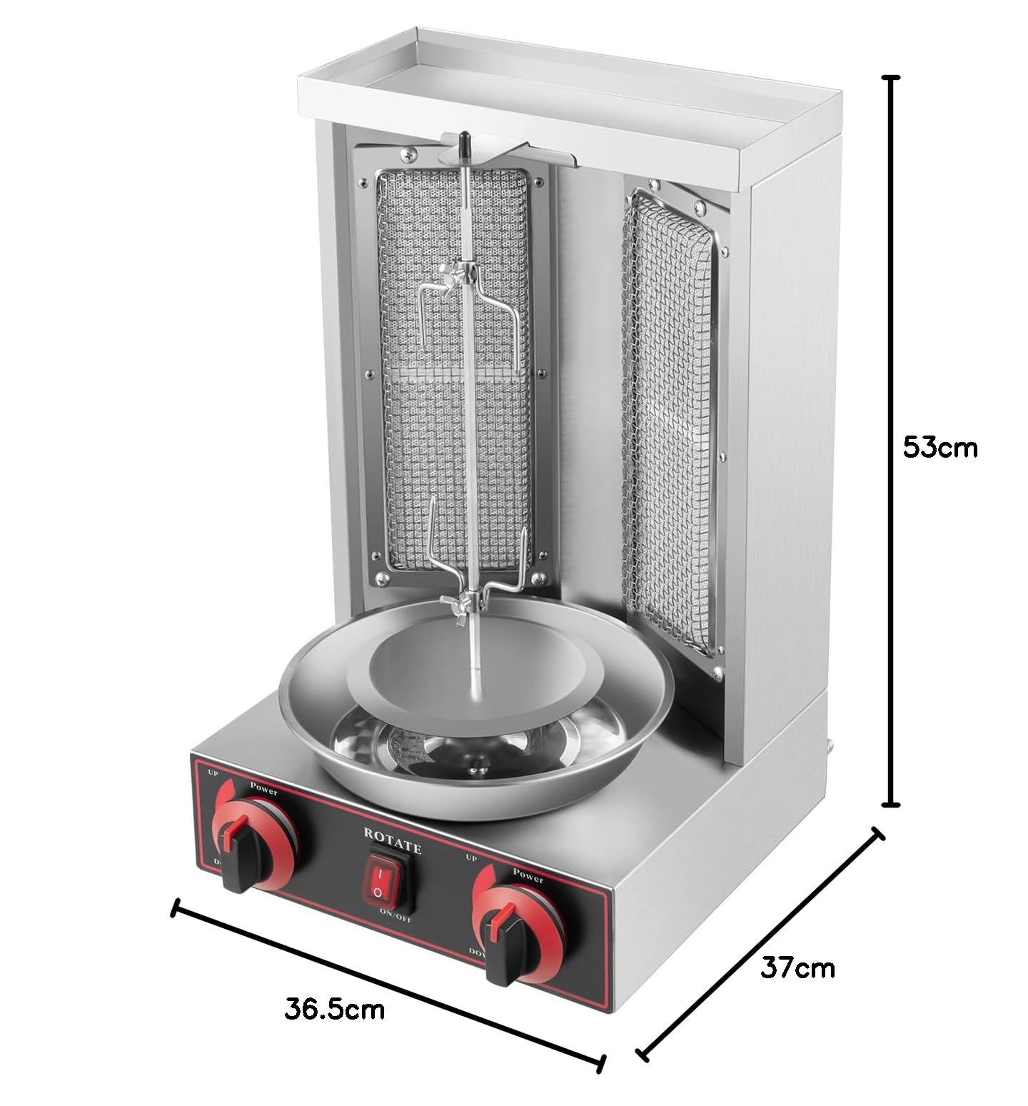Piatto girevole elettrico per la casa, a gas, kebab per shish kebab, griglia verticale, griglia a guglio, griglia a forma di pollo in acciaio inox, girarrosto a velocità costante