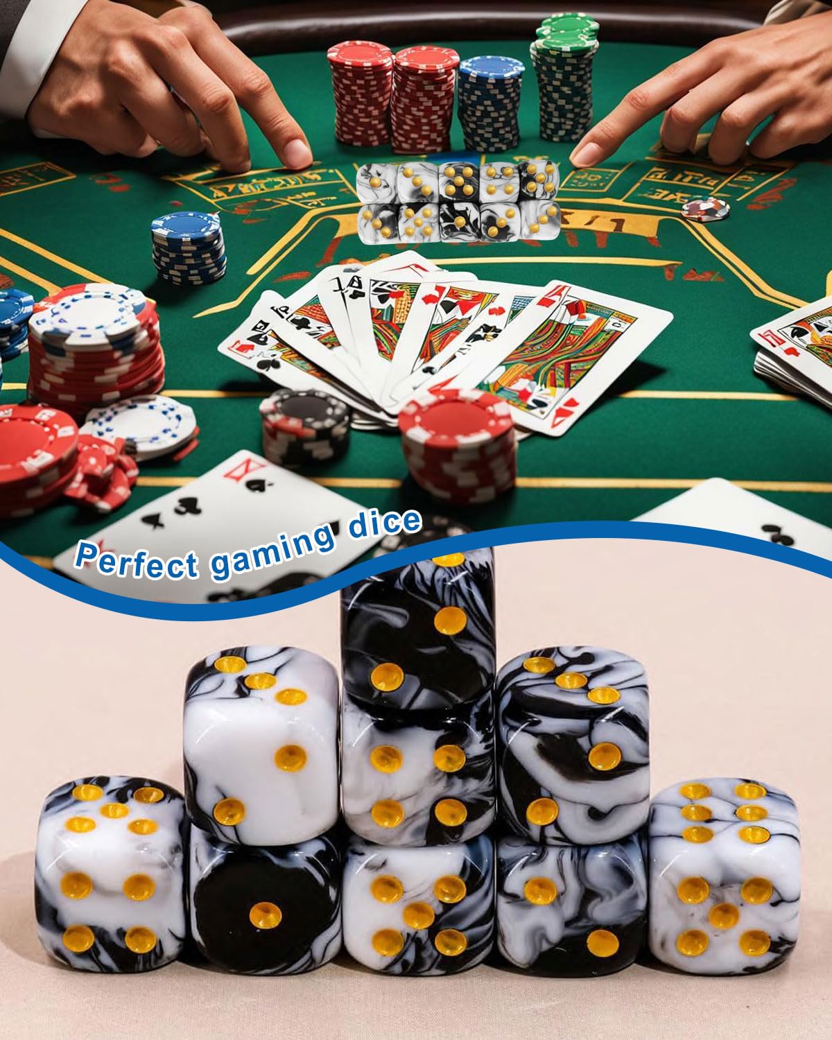 10 PCS Dadi,16mm D6 Dado Acrilici,Dadi Bianco-Nero con Borsa di Stoffa,per Giochi da Tavolo,Ruolo,Tavolo,Lezioni di Matematica