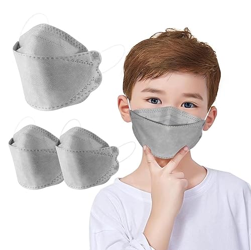 Mascarilla facial para niños, 50 unidades, 4 capas desechables para niños, máscaras grises