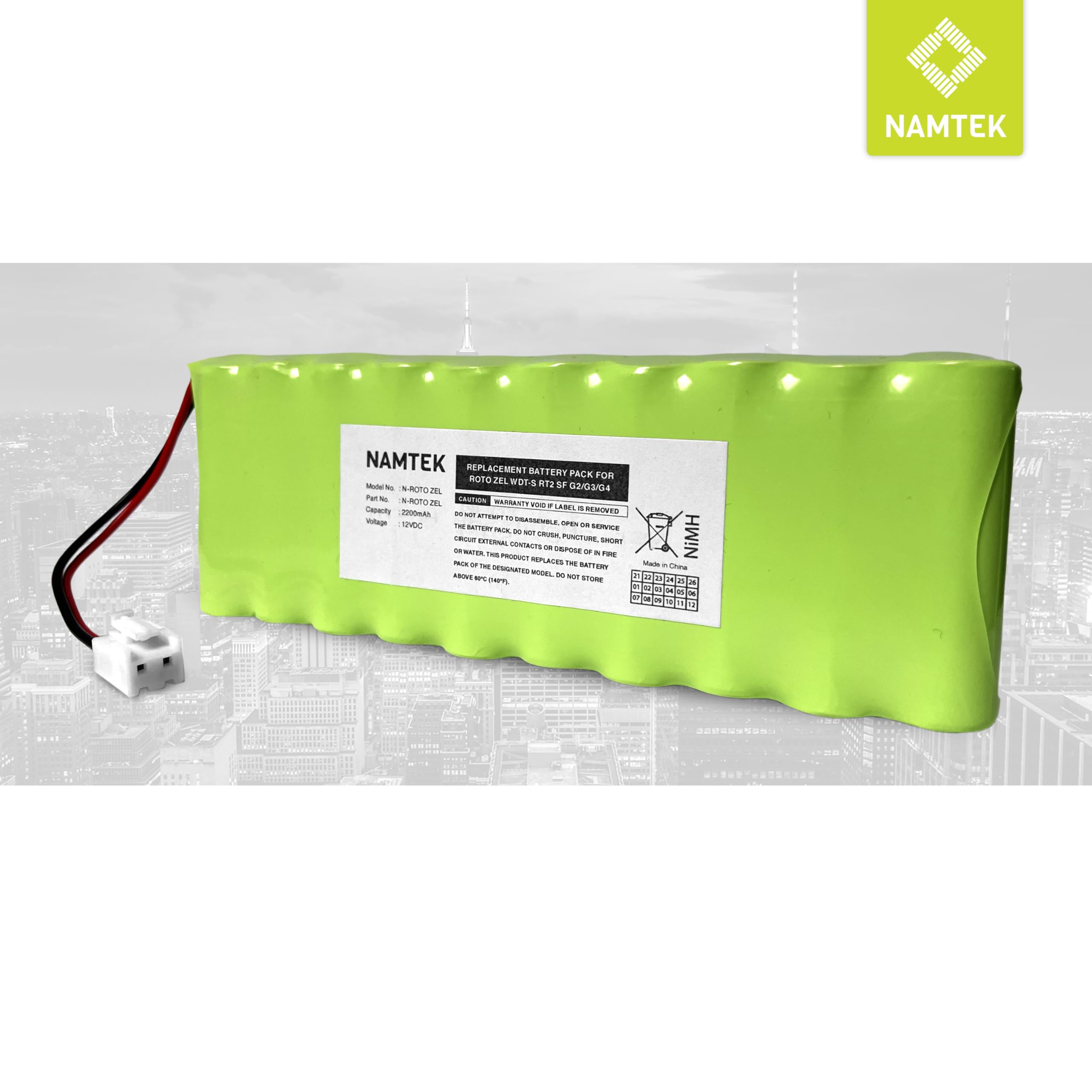 Ersatzakku für Roto ZEL WDT-S RT2-SF G2/G3/G4 12V, 2200 mAh - Akku-Pack Kompatibel Roto-Tronic Dachfenster WDT SF, Außenrolladen ZRO SF, Außenmarkise ZMA SF