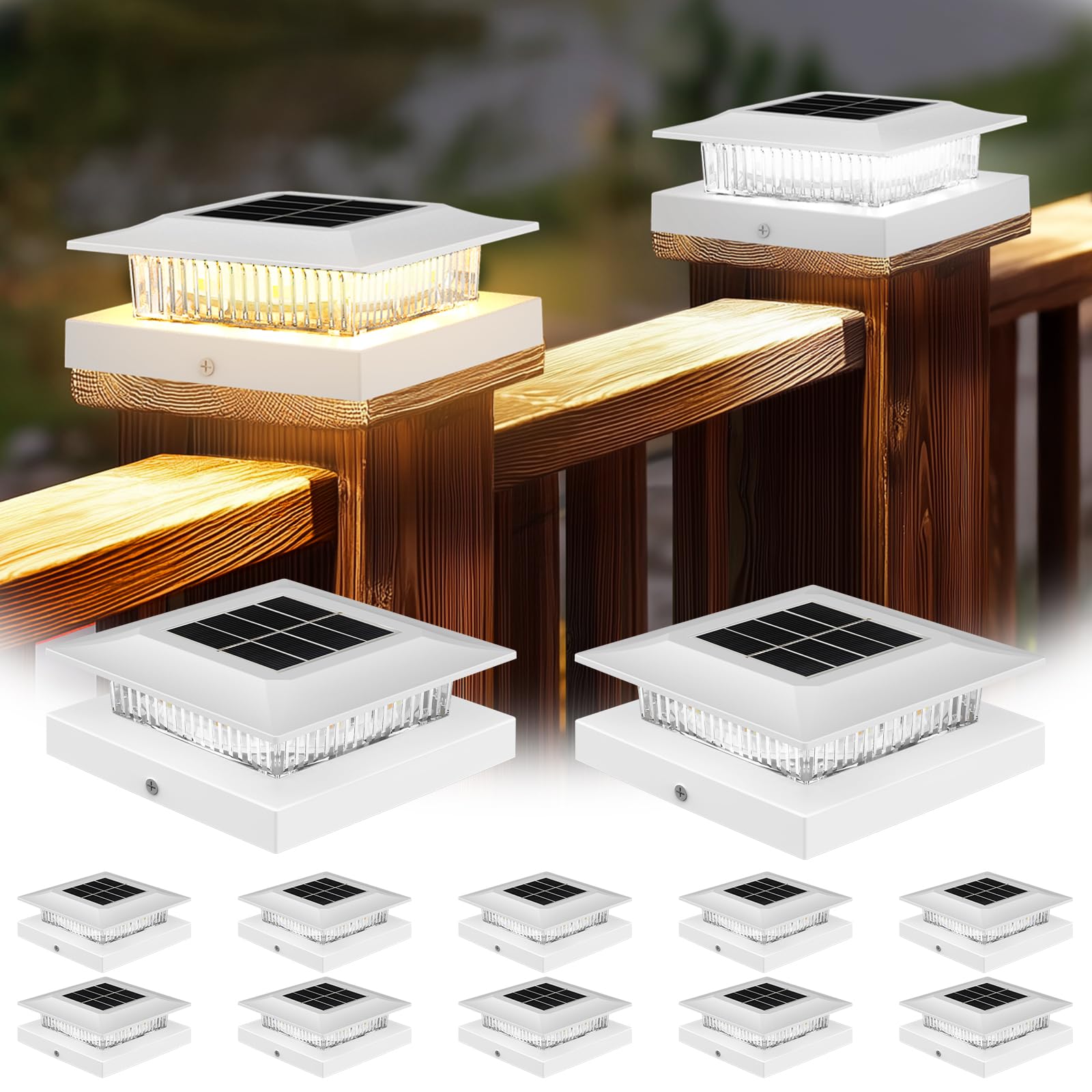 Icerona 12-Pack Solar Post Cap Light