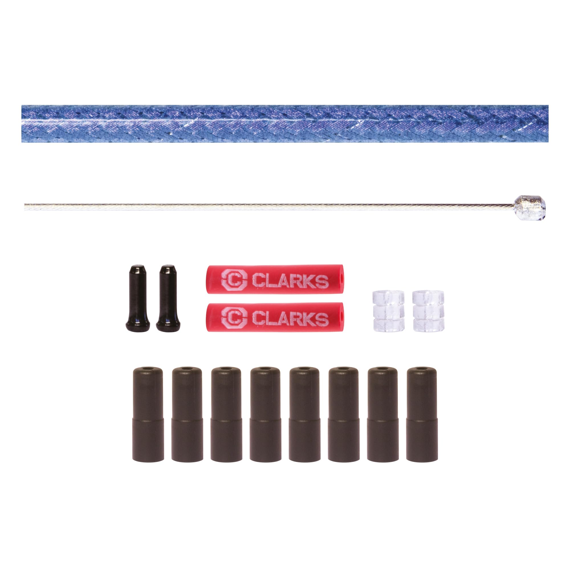 Clarks Cycle Systems Road/MTB Stainless Steel Inner Cable & Braided Outer Gear Cable Kit, Front & Rear, Blue