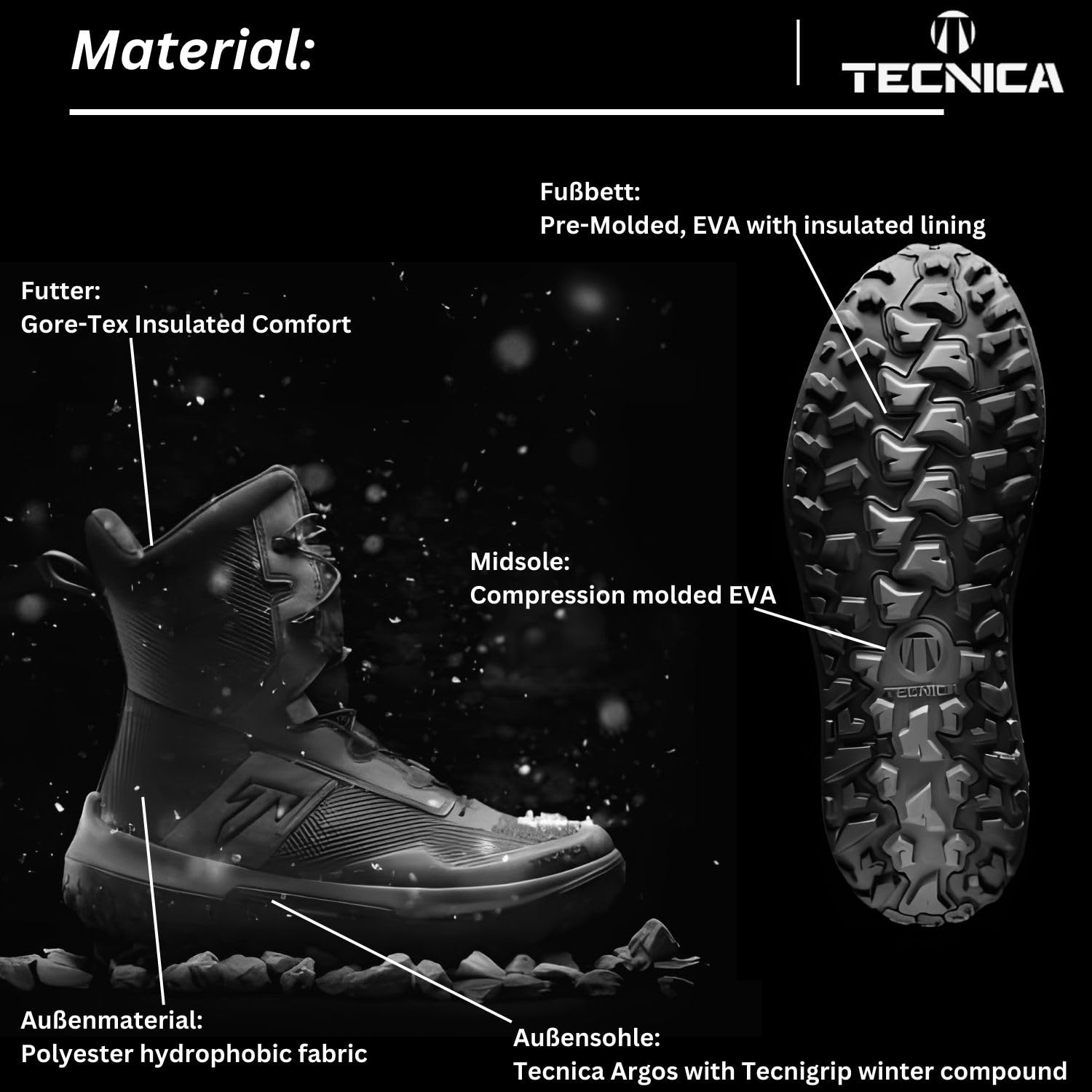 Tecnica Winterschuhe Winterstiefel Schneeschuhe Schneestiefel Argos GTX WS Damen - Größe: UK6.5 EU40 - Altura Cy Laguna - Schnee Boots - Gore-Tex Membran - wasserdicht und atmungsaktiv