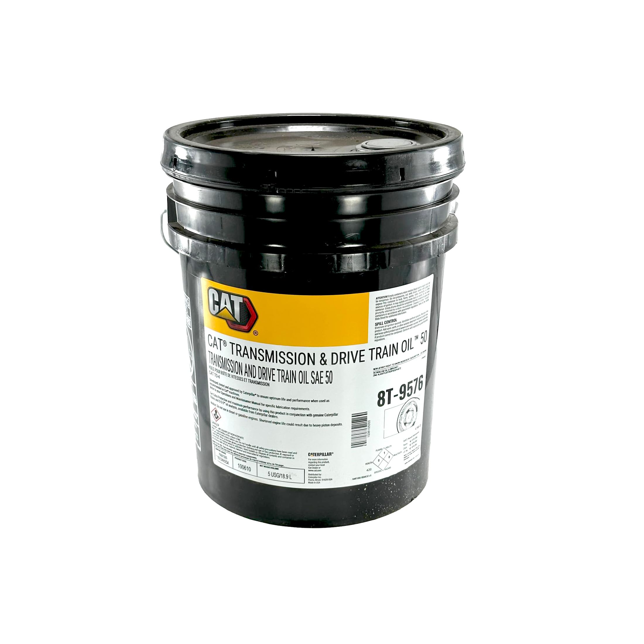 Cat 8T-9576 SAE 50 Transmission and Drivetrain Oil (TDTO 50) | 5 Gallons