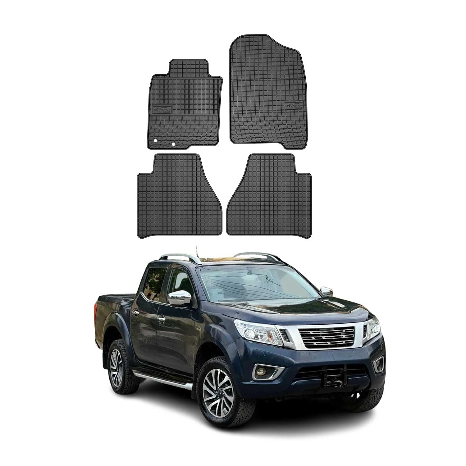 OMAC Alfombrillas de Goma Compatibles con Nissan Navara 2015-2023 Alfombrillas de Coche Goma Negro 4tlg