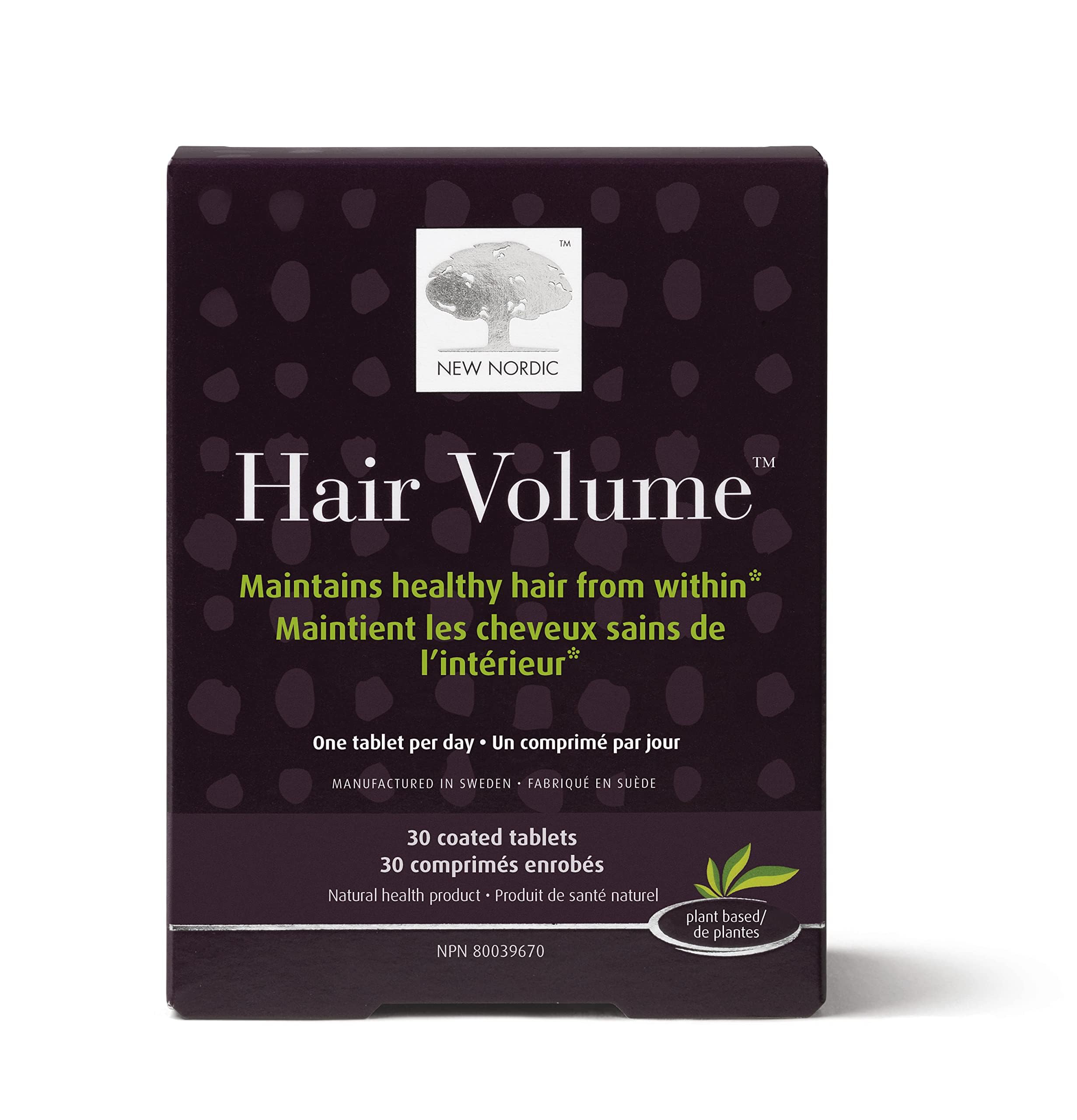 NEW NORDICHair Volume Tablets, 3000 mcg Biotin & Biopectin Apple Extract, Hair Vitamins to Support Natural Hair Growth, 30 Count (Pack of 1)
