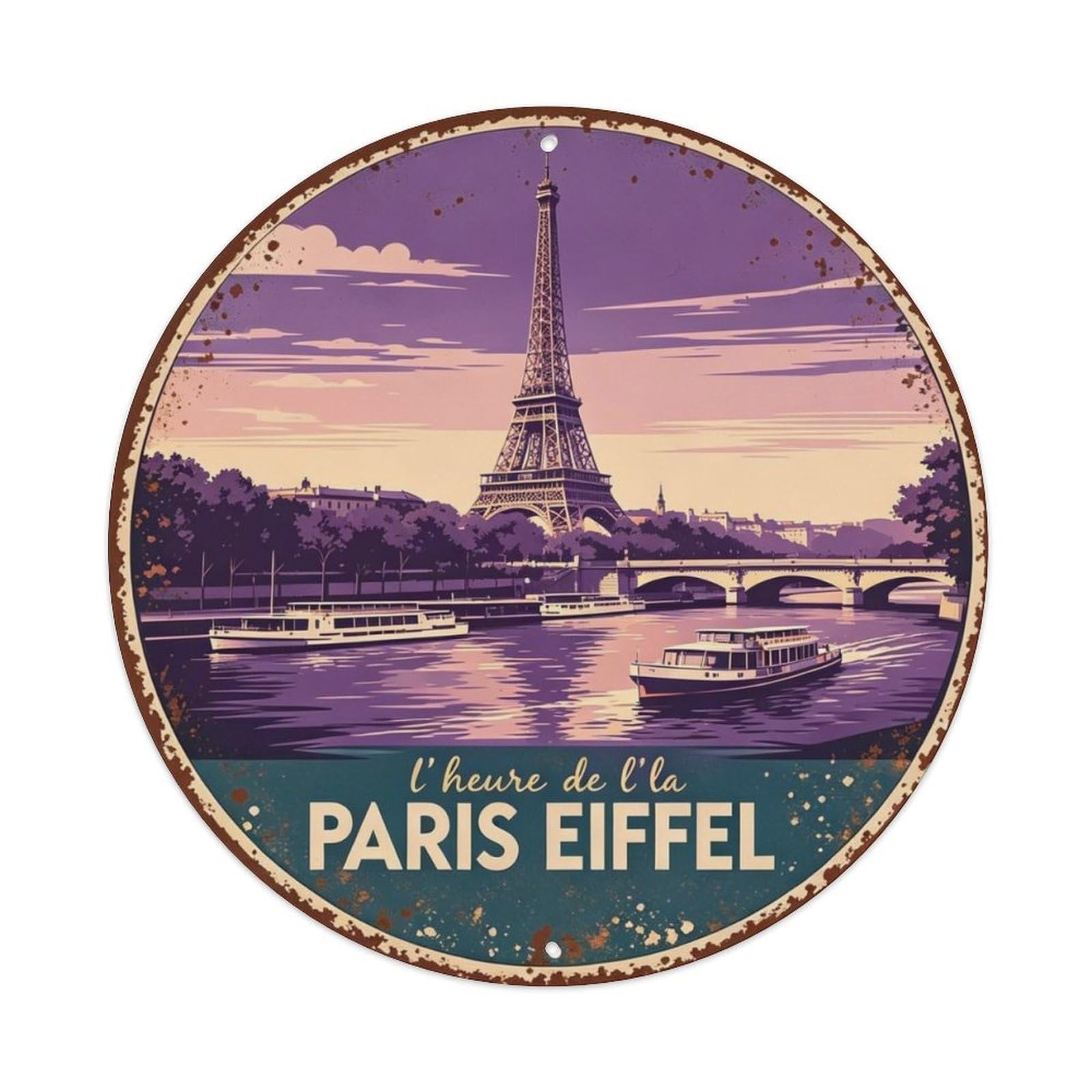 Paris Eiffel Tower Metal Tin Sign Plaque