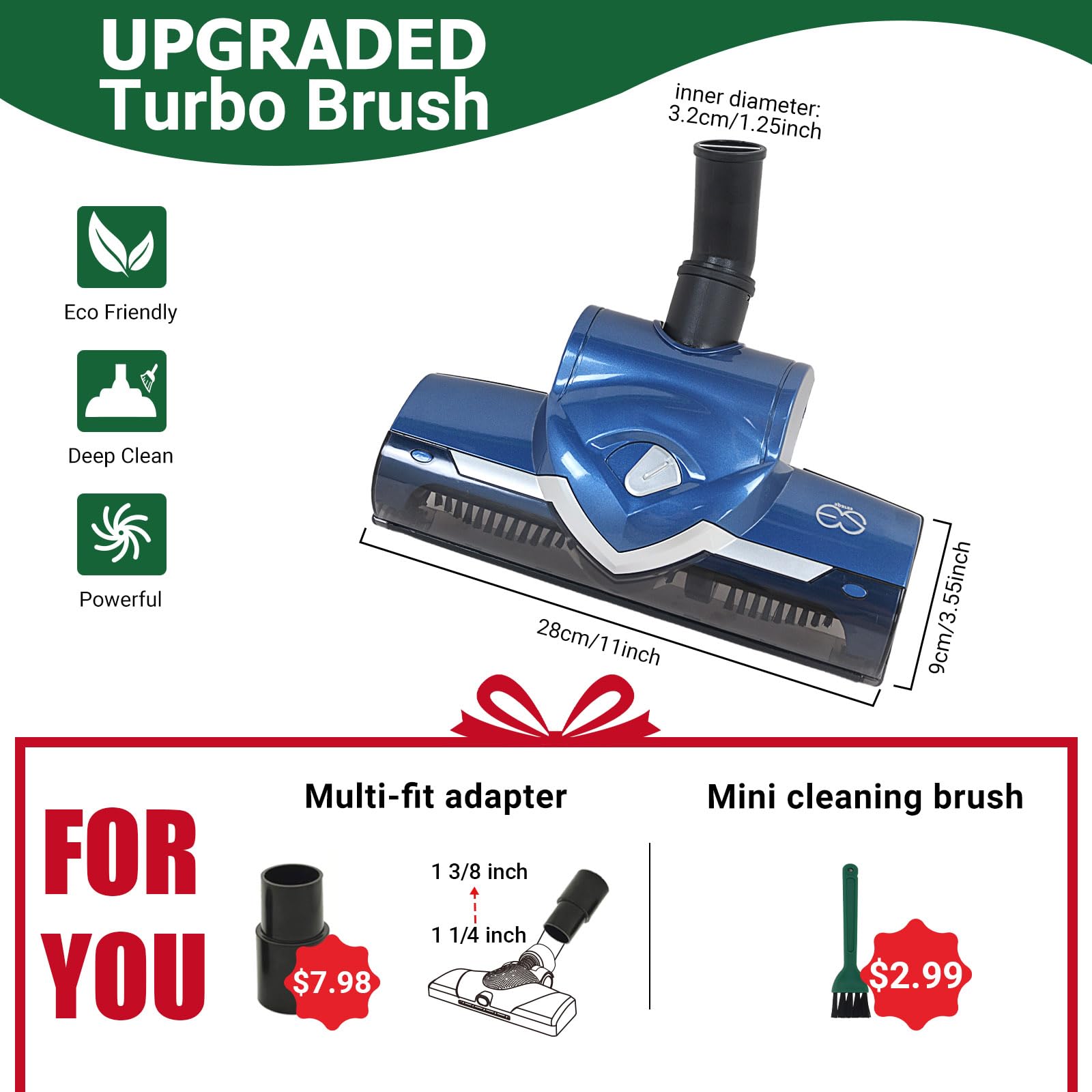 Ez SPARES1 1/4 inch 32mm Universal Vacuum Cleaner Floor Brush Head,Universal Vacuum Cleaner Brush,Replacement for Most Vacuum,Hoover Eureka Royal, Rainbow Kenmore,Shop vac,Christmas Newyear Gift