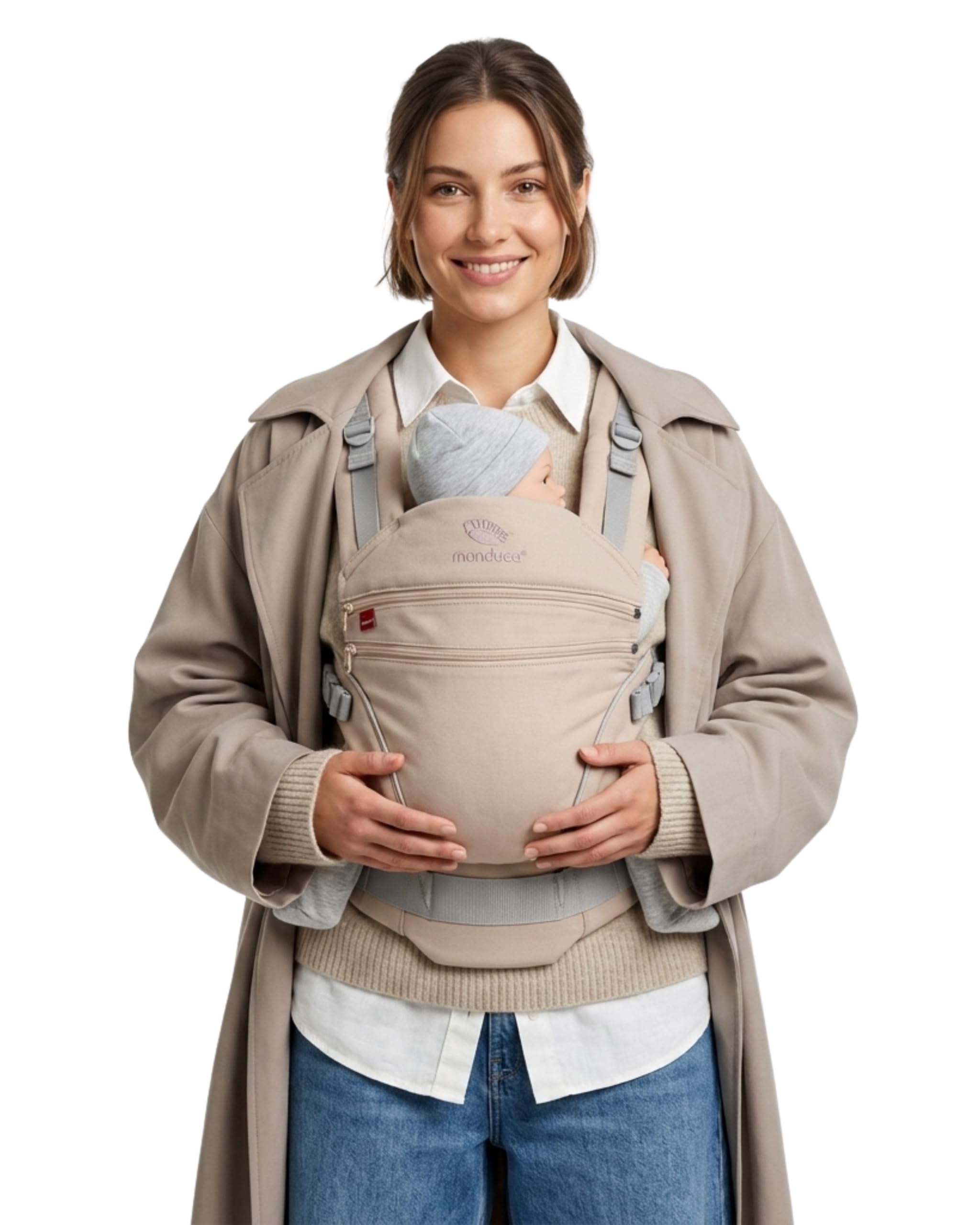manduca XT Baby Carrier - Porte Bebe - Siège ajustable, s'étend du nouveau-né au tout-petit - Porte bébé avec 3 options de portage, Happy Blush