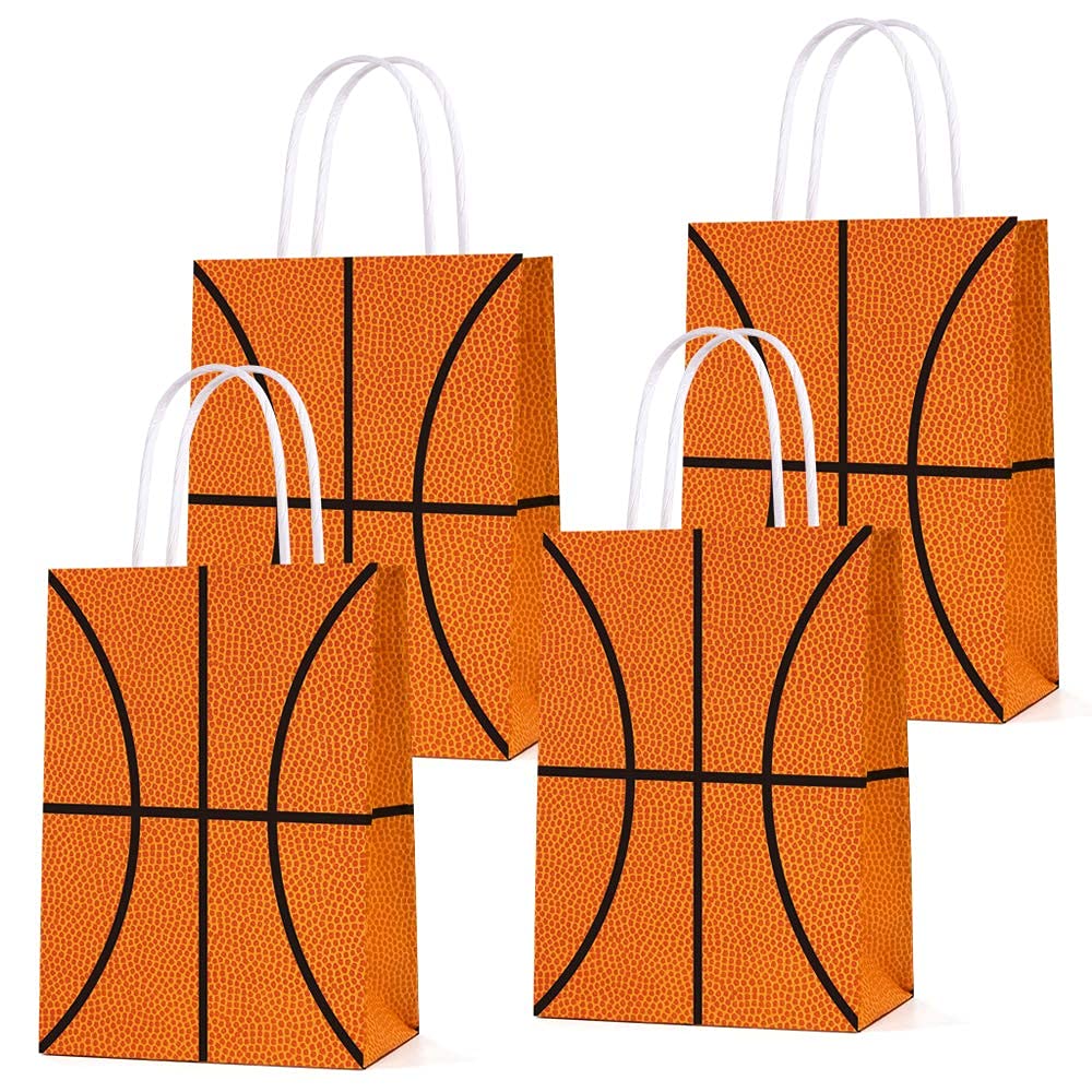 16 PCS Basketball Party Gift Bags for Basketball Party Supplies Birthday Decor Decorations, Party Favor Goody Treat Candy Bag Basketball Pattern Gift Bag, Birthday Party Supplies for Kid Adult