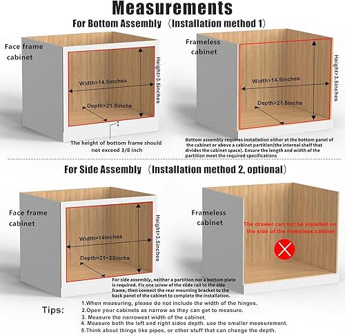 Miniatura 4 de Cajón extraíble de 14 pulgadas de ancho x 21 pulgadas de profundidad x 3 pulgadas de alto, organizador de madera deslizante de cierre suave para