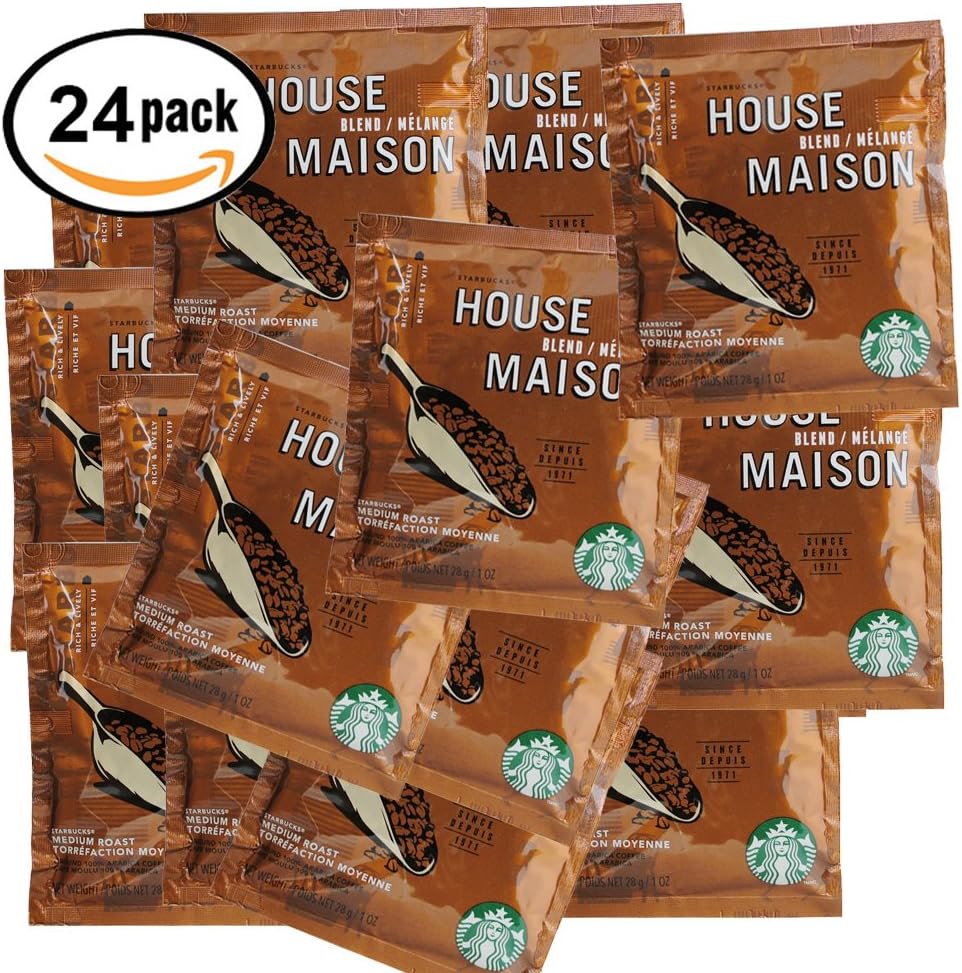 24 Pack, Starbucks House Blend Arabica Medium Roast Coffee, 4 cup filter Pack