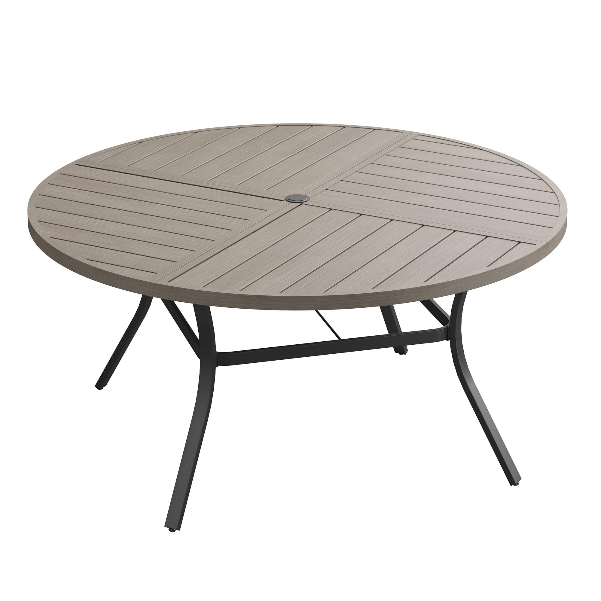 VICLLAX 50" Round Outdoor Table, Patio Dining Table for 6 with Umbrella Hole for Garden Lawn Deck Backyard, Antique Grey