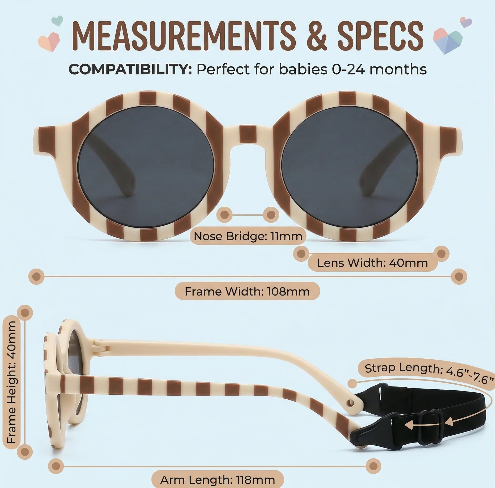 RUISOPE Gafas de Sol Bebe Polarizadas con Correa Ajustable - Protección UV400 Gafas Sol Bebe 0-36 Meses, Recién Nacido y Niños Pequeños, Irrompibles y Seguras — view 2