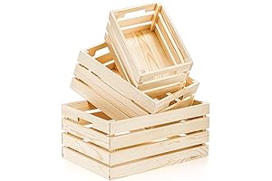 Youeon Large Unfinished Wood Crates with Lid