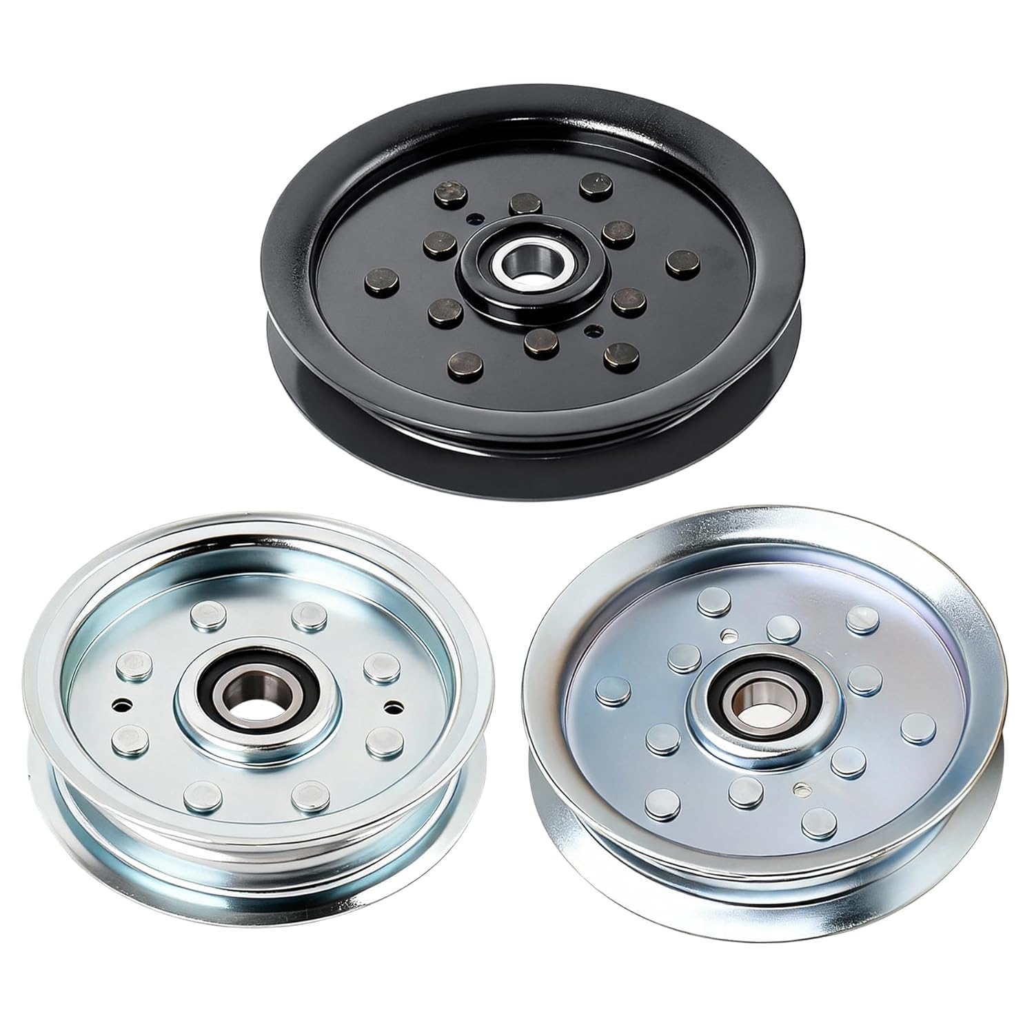 Flat Idler Pulley, Replace for AM135526 AM128118 AM143737/AM136693, Compatible with John Deere Zero Turn Lawn Mower Z425 Z435 Z445 with 48" 54" Deck, Idler Deck Pulley