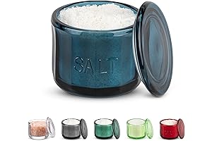 KooK Glass Embossed Salt Cellar with Lid in Navy Blue