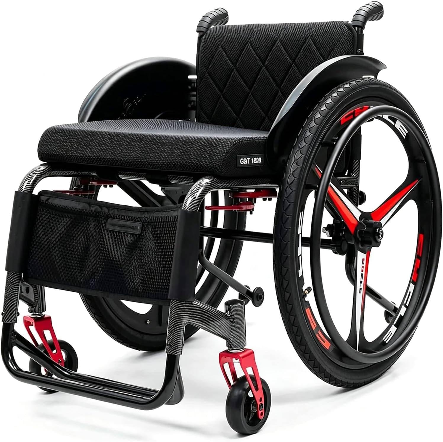 Lekki wózek inwalidzki ze stopu aluminium, samojezdny wózek ręczny z zabezpieczeniem przed wywróceniem Seatwidth:42cm | z hamulcami ręcznymi i szybkozłączkami tylnych kół, ładowność 220 funtów