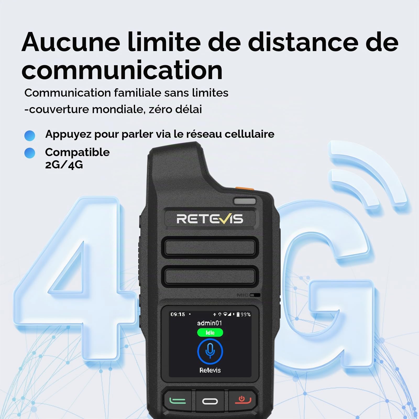 Retevis L71 Radio Réseau 4G, Portée Illimitée Radio Compatible Wi-FI