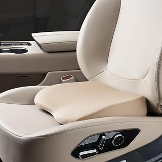 2-In-1 Sitzkissen Auto Lendenkissen, 9 cm Weich Memory Foam Autositzkissen, Keilkissen Sitzkeilkissen Steissbeinkissen für Auto und LKW,Beige