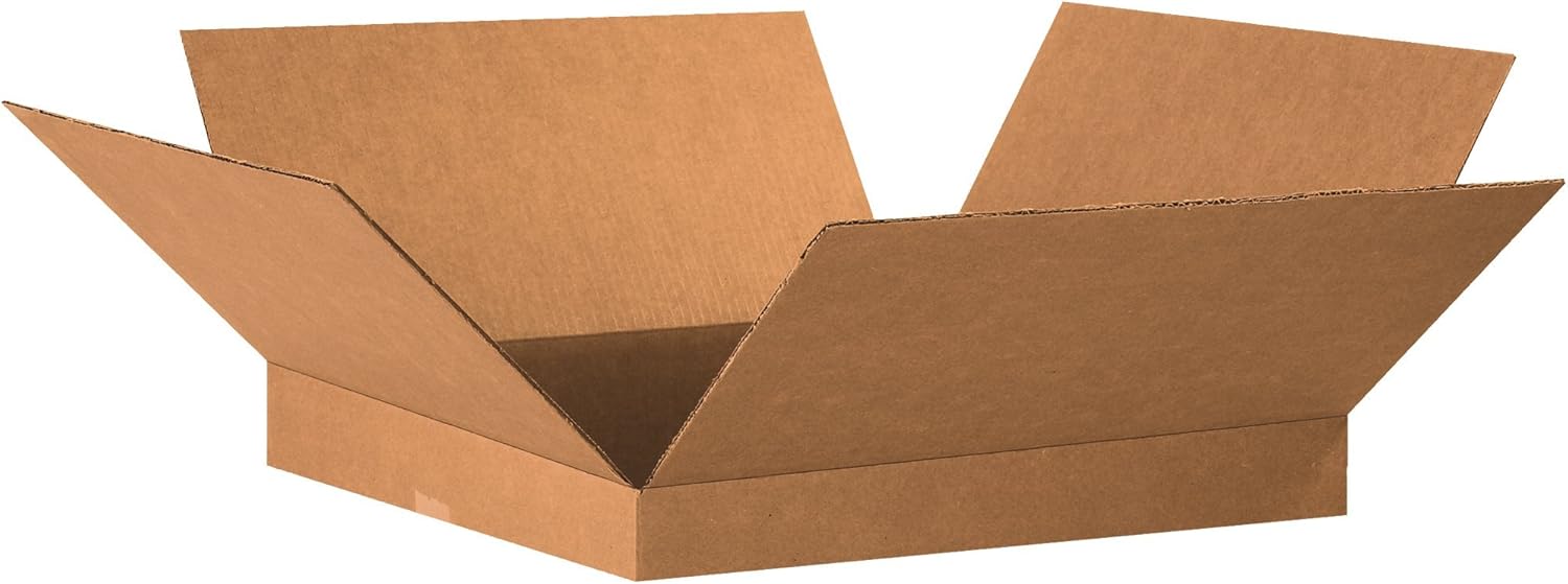 PARTNERS BRAND 20x20x2 Flat Corrugated Boxes, Flat, 20L x 20W x 2H, Pack of 20 | Shipping, Packaging, Moving, Storage Box for Home or Business, Strong Wholesale Bulk Boxes
