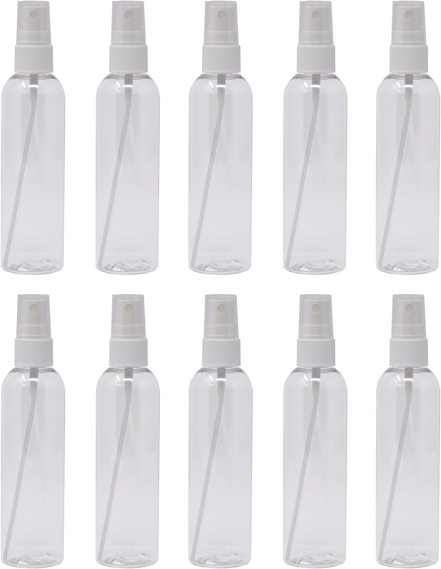 Plastic Spray Bottles Empty 4 oz with Fine Mist Sprayers PET BPA Free Materials Great for Essential Oil Sprays (10 Pack, Clear)