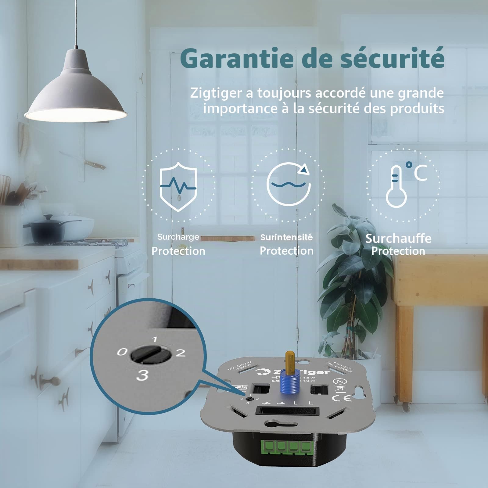 Lot de 2 interrupteurs variateurs à intensité variable encastrés pour LED à intensité variable 3 à 100 W et halogène 3 à 150 W