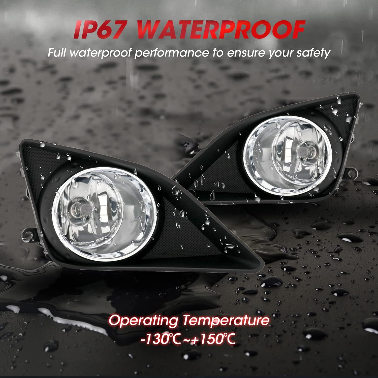 Fog Lights Assembly Replacement For 2008-2010 Toyota Corolla Altis with H11 12V 55W Halogen Bulbs Included Switch And Wiring Kit(Clear Lens