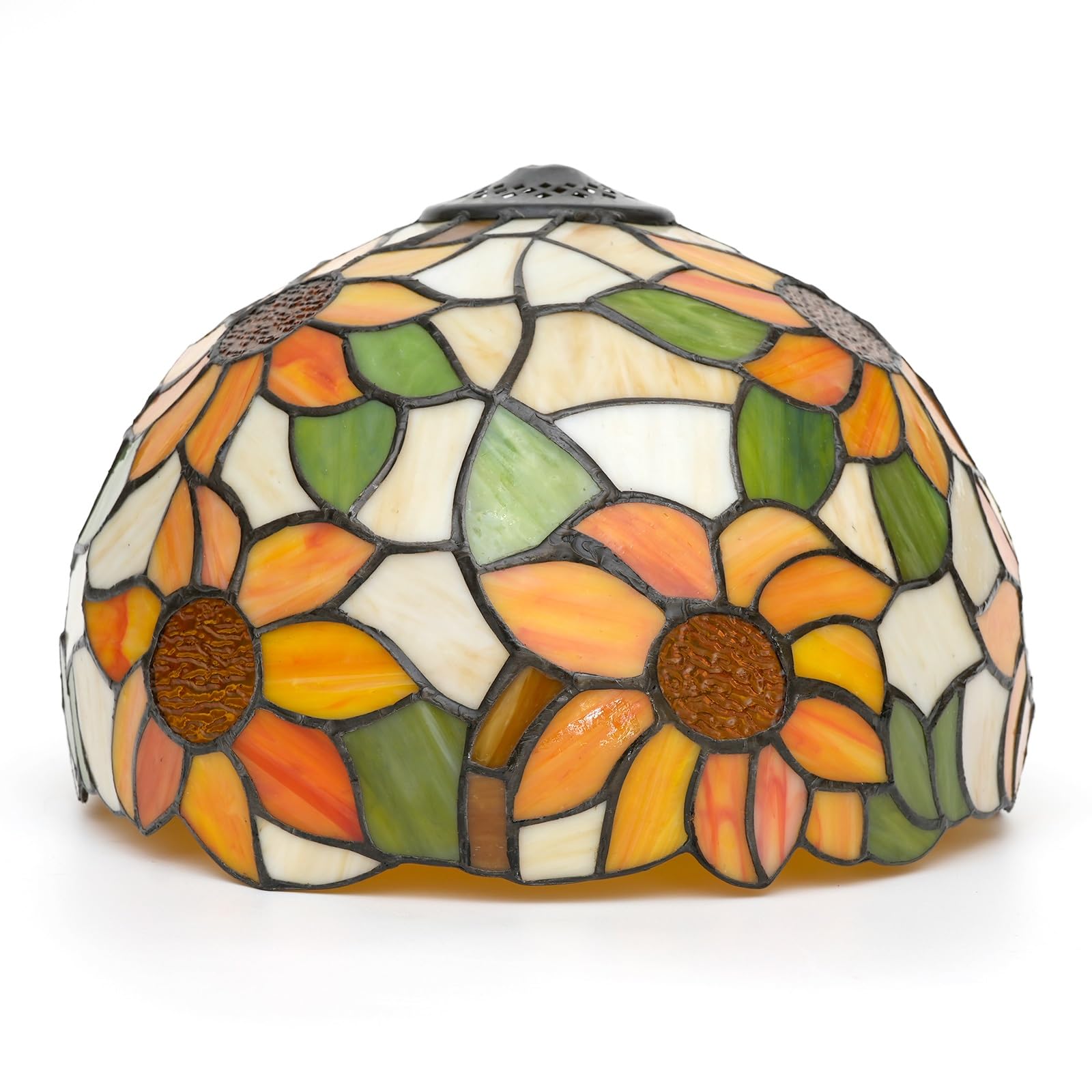 Abat-jour style Tiffany 30 cm motif tournesol suspension plafonnier