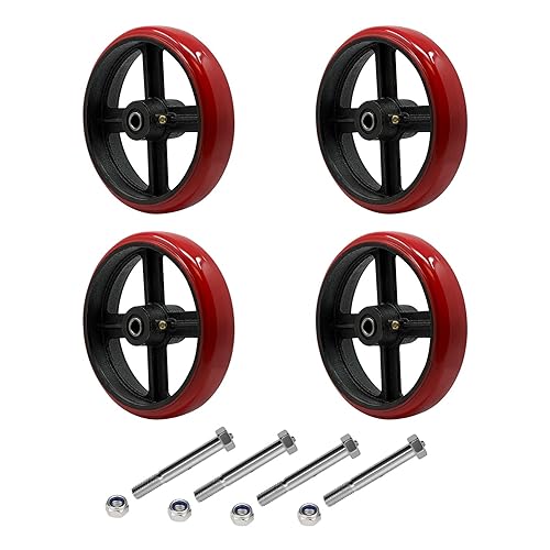 Miniatura 9 de Rueda giratoria de 6 pulgadas, ruedas de hierro fundido de poliuretano (corona), ruedas giratorias resistentes, capacidad de 1000 libras por ruedas,