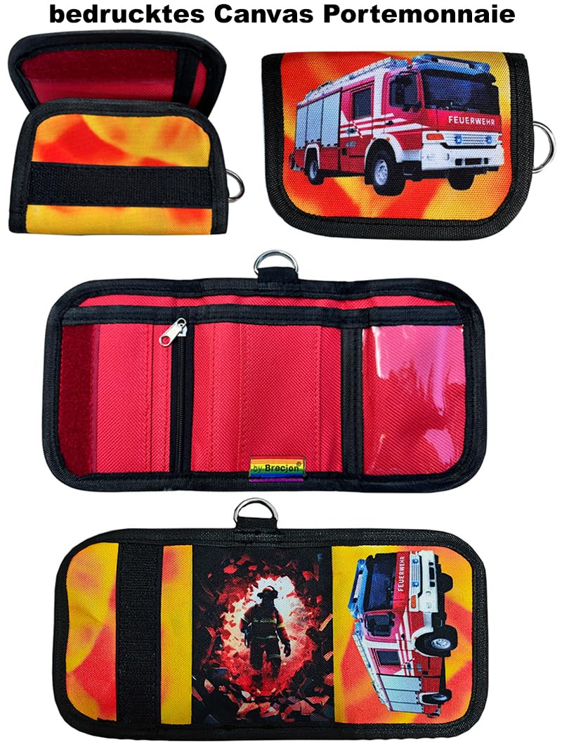 Geschenkset Feuerwehr Armbanduhr Jungen Kinderuhr Lernuhr Geldbörse Schlüsselband Display Schutz Motivdose 2 Armbänder
