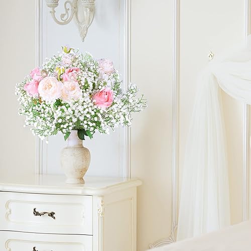 Miniatura 4 de LYLYFAN - 12 flores artificiales velo de novia flores con textura real de Gypsophila para bodas fiestas decoración del hogar jardín etc