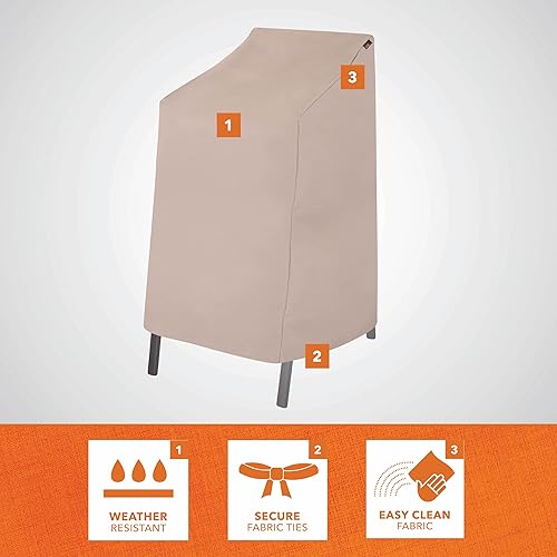Miniatura 4 de Modern Leisure Chalet Funda para Silla de Bar ApilableRespaldo Alto - Tela Resistente a la Intemperie - Protección de Muebles de Exterior Perfecta
