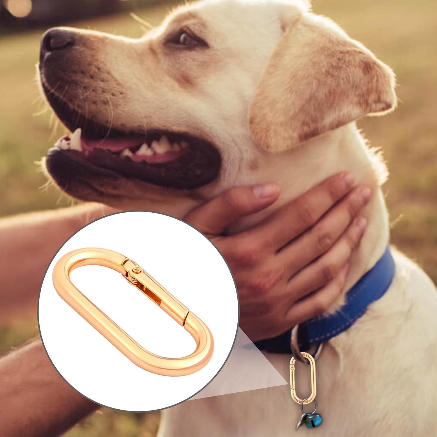 3pcs Oval Spring Carabiner Clip for Keychains, Heavy Duty Snap Keyring Clips, Glossy Metal Purse Clip, Opening O Ring Buckle Clasp for Bag Strap, DIY, Belts - Gold, 1.97" x 0.94" - Image 5