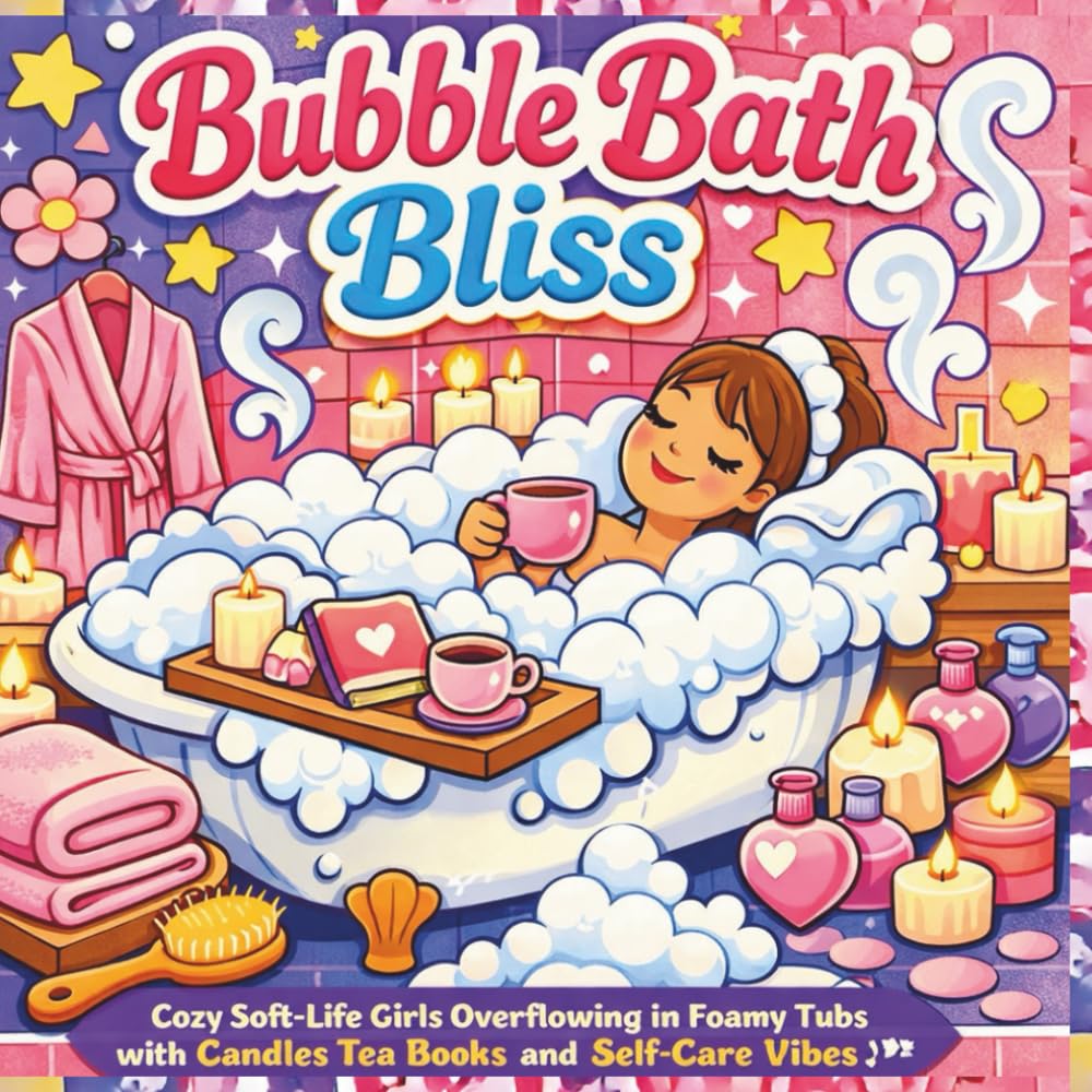 Bubble Bath Bliss: Bold & Easy Coloring Book Featuring Cozy Bubble Bath Scenes, Soft Life Self-Care Moments, Tea, Books, Candles & Relaxing Bath