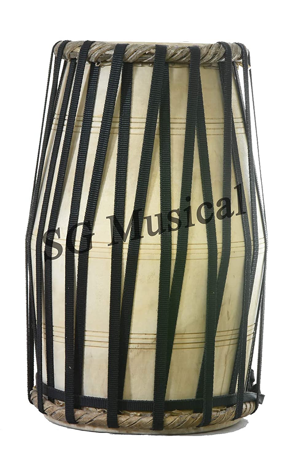 Natural Black Strap Wooden Dholak/Dholki - Mini Naal-Maridangam 1