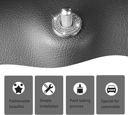 Miniatura 5 de 4 calcomanías brillantes para cerraduras de puertas de automóvil, diamantes de imitación redondos, impermeables, duraderas, de metal para decoración