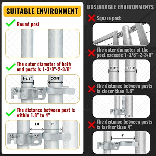 Miniatura 3 de VIVIDA Pestillo de puerta de enlace de cadena de 1-38 pulgadas x 2-38 pulgadas, 2 piezas, pestillo de horquilla para puertas de metal con orificio