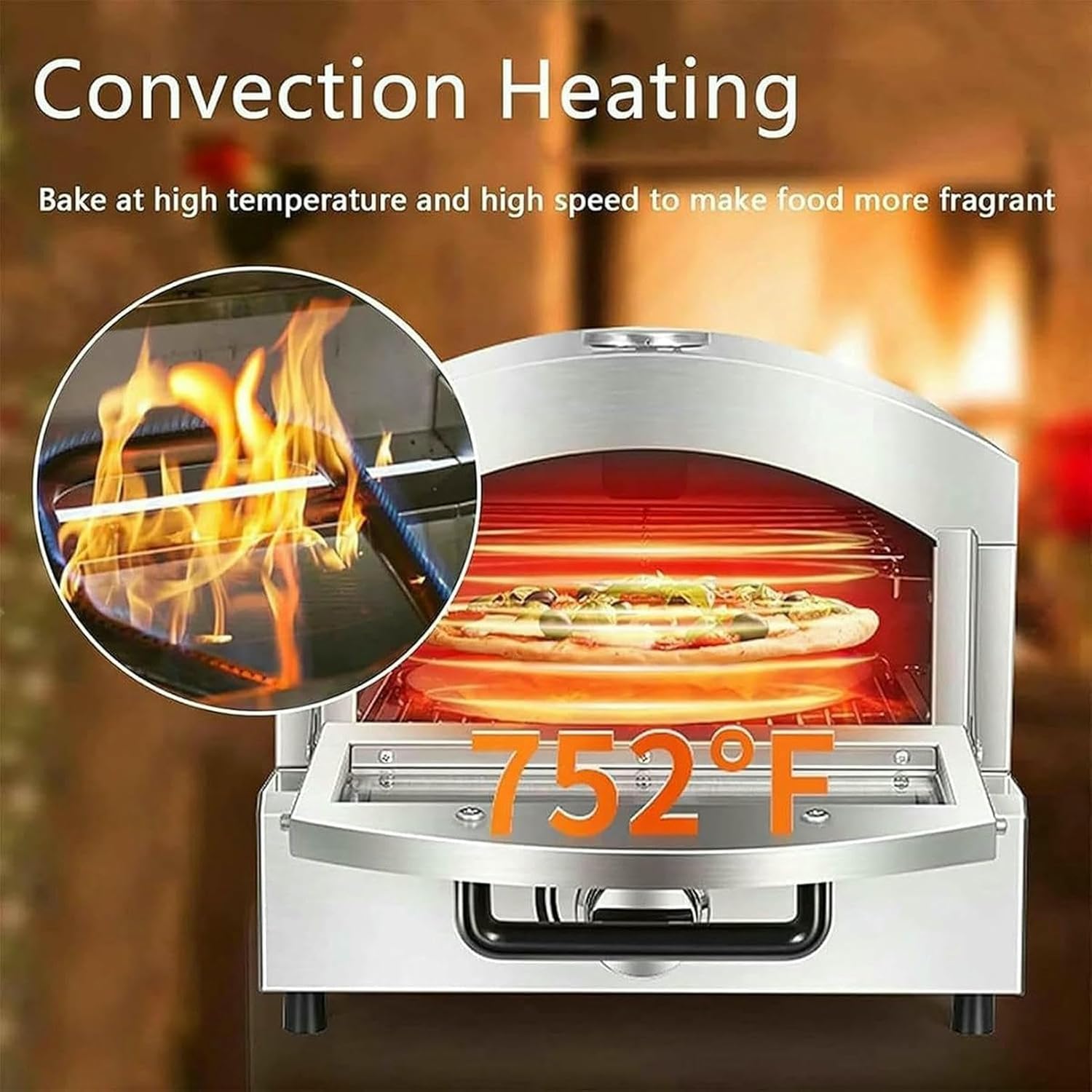 Commercial Electric Pizza Oven Stainless Steel Commercial Pizza Oven Precise Temperature Control of 350 ° C, for Pizza, Grilled Beef, Grilled Chicken Wings