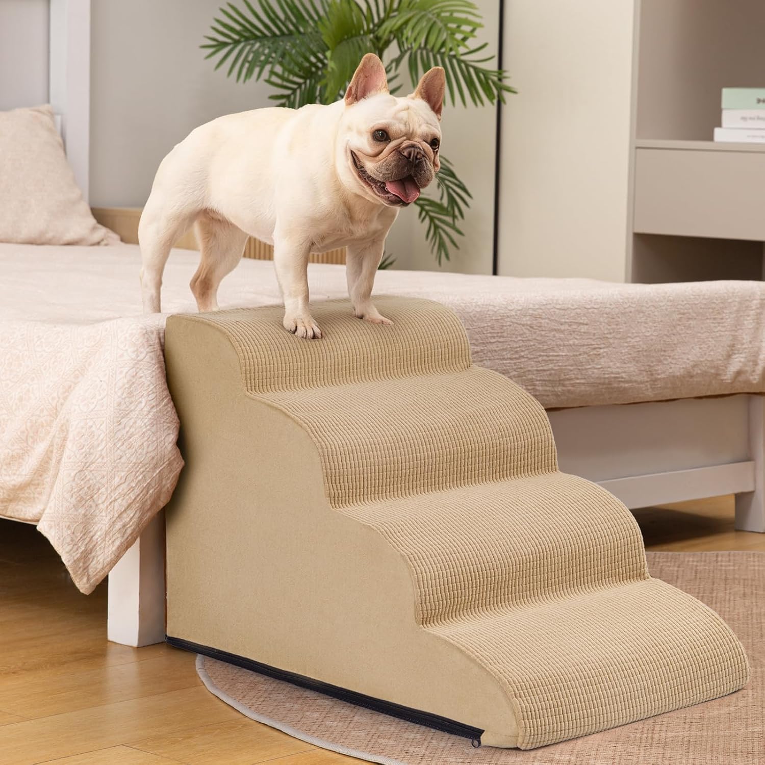 Aodisman Dog Steps for Bed or Couch,4-Step Pet Stairs Ramp for Small Dogs