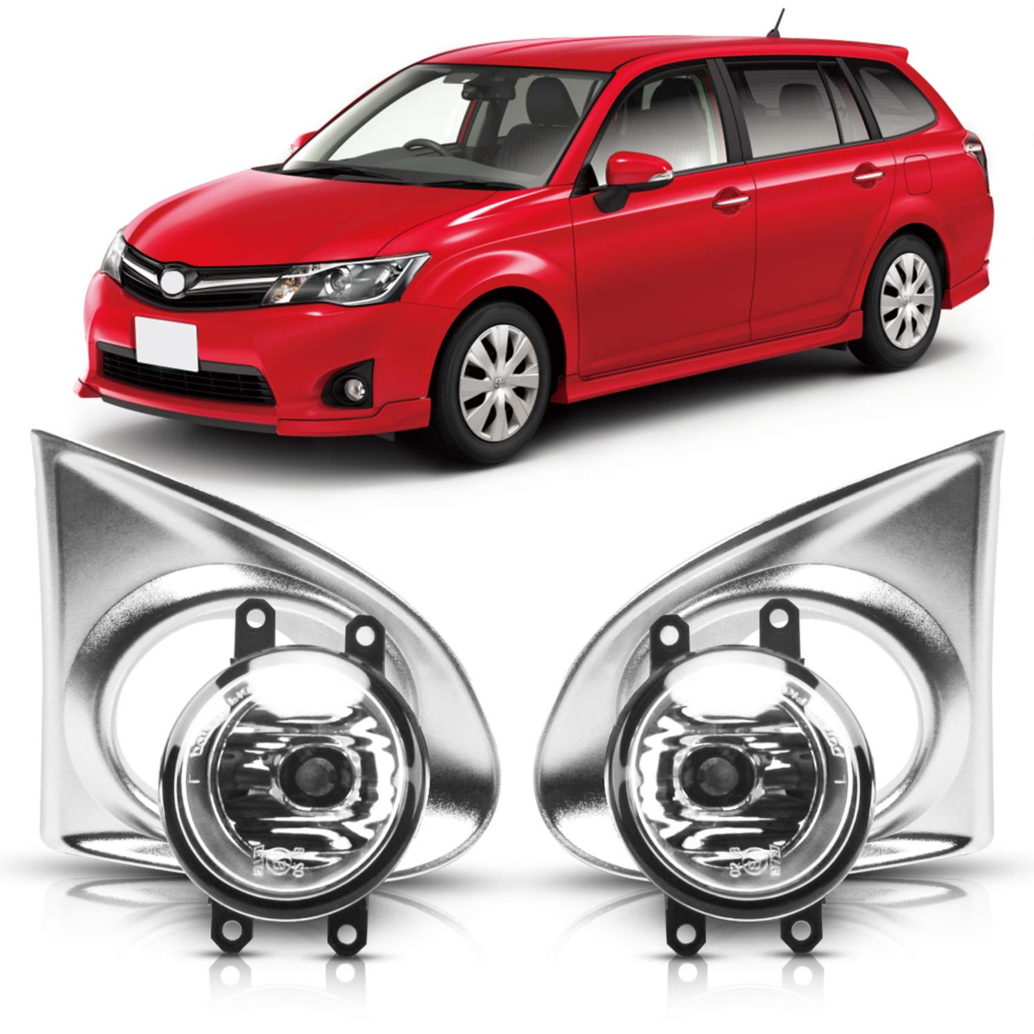 DLAA Front Fog Lights 12v Compatible with Toyota 2013 2014 2015 Corolla Axio Front Fog Lamps Set - 1 Pair (Silver)