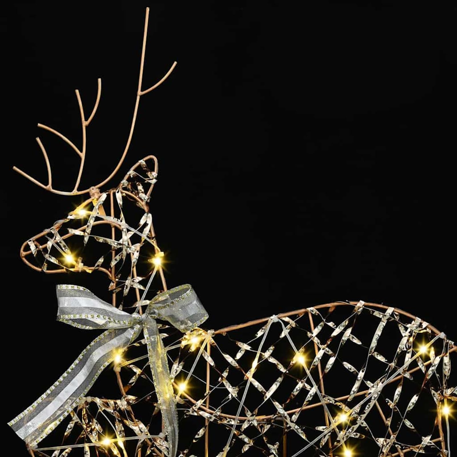 Gecheer LED Rentiere mit 60 LEDs 3 pcs Warmes Weiß PET, Weihnachtsdekoration für Weihnachtsmarkt Festliche Eventdekoration Garten Rasen Terrasse Vorgarten Fassade42019143