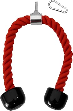 Heavy Tricep Rope Cable Machine Accessories Nylon Tricep Rope for LAT Pull Down Pulley System Attachment, for Home Gym Weight Fitness with Carabiner