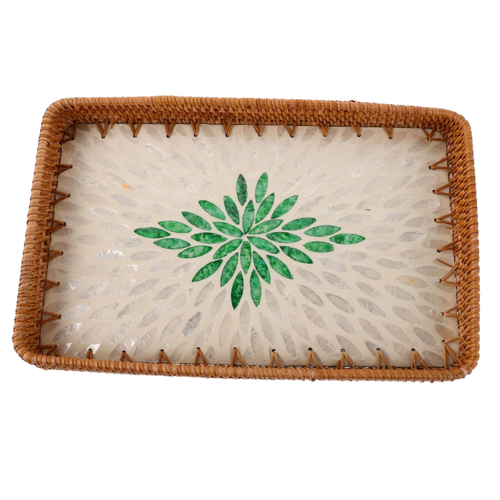 Plateau tressé décoratif rotin naturel WOONEKY avec motif