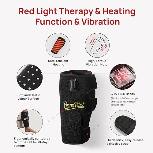 Miniatura 4 de Dispositivo de terapia de luz roja para masaje de pantorrillas y piernas, envolturas de terapia de luz infrarroja, calefacción vibratoria para